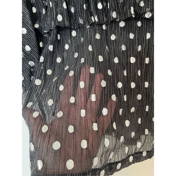 Eva Franco Polka Dot Silver and Black Ruffle Layered Blouse NEW NWT - Picture 3 of 6